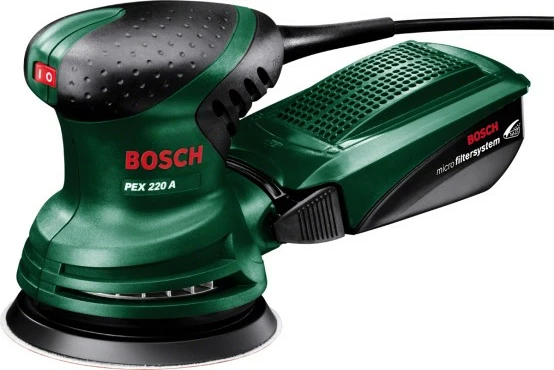 Lëmues orbital Bosch PEX 220 A, 220W, 125mm, zi/gjelbër