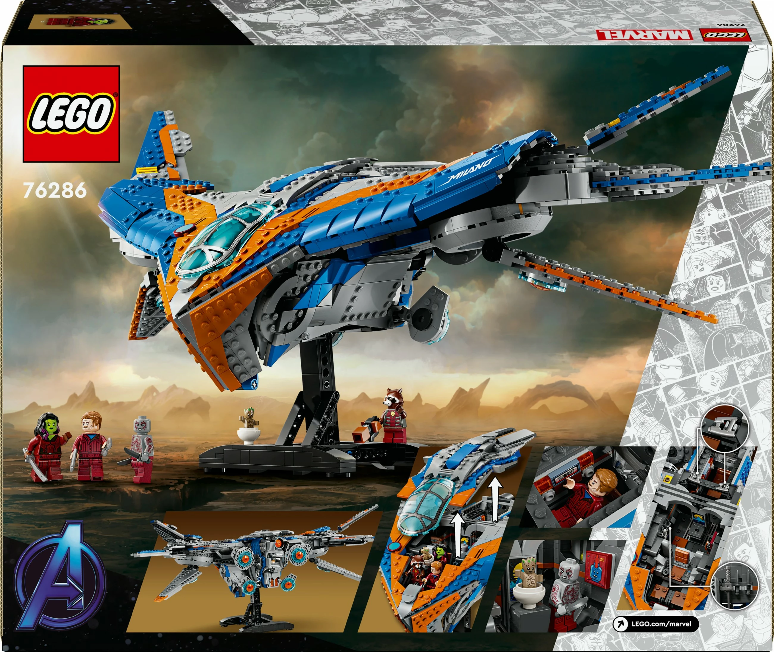 Set ndërtimi LEGO Marvel 76286 Guardians of the Galaxy Die Milano, shumëngjyrësh
