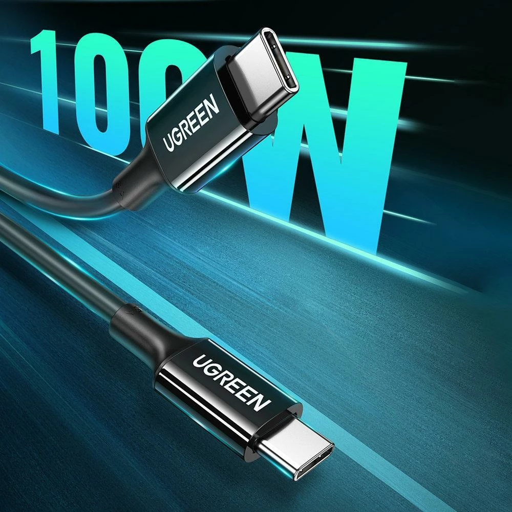 Kabllo USB-C në USB-C Ugreen US300 1 m 5A/100W PD/QC, e bardhë