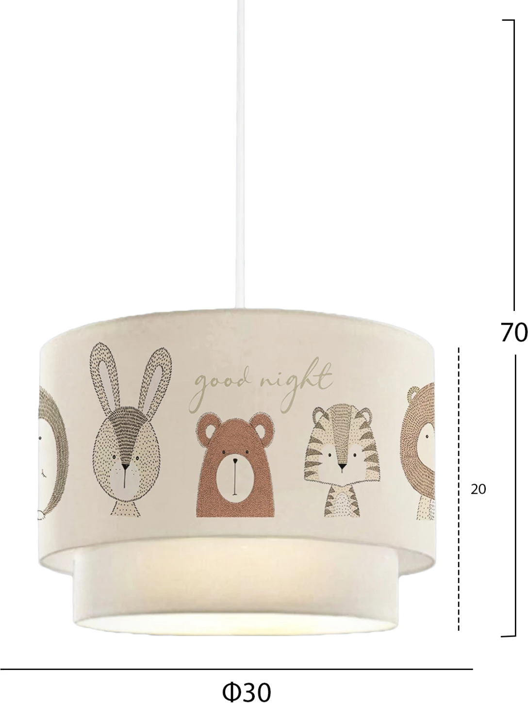 Llambë varëse për dhomë fëmijësh, FH7572.02, hije e bardhë me figura kafshësh