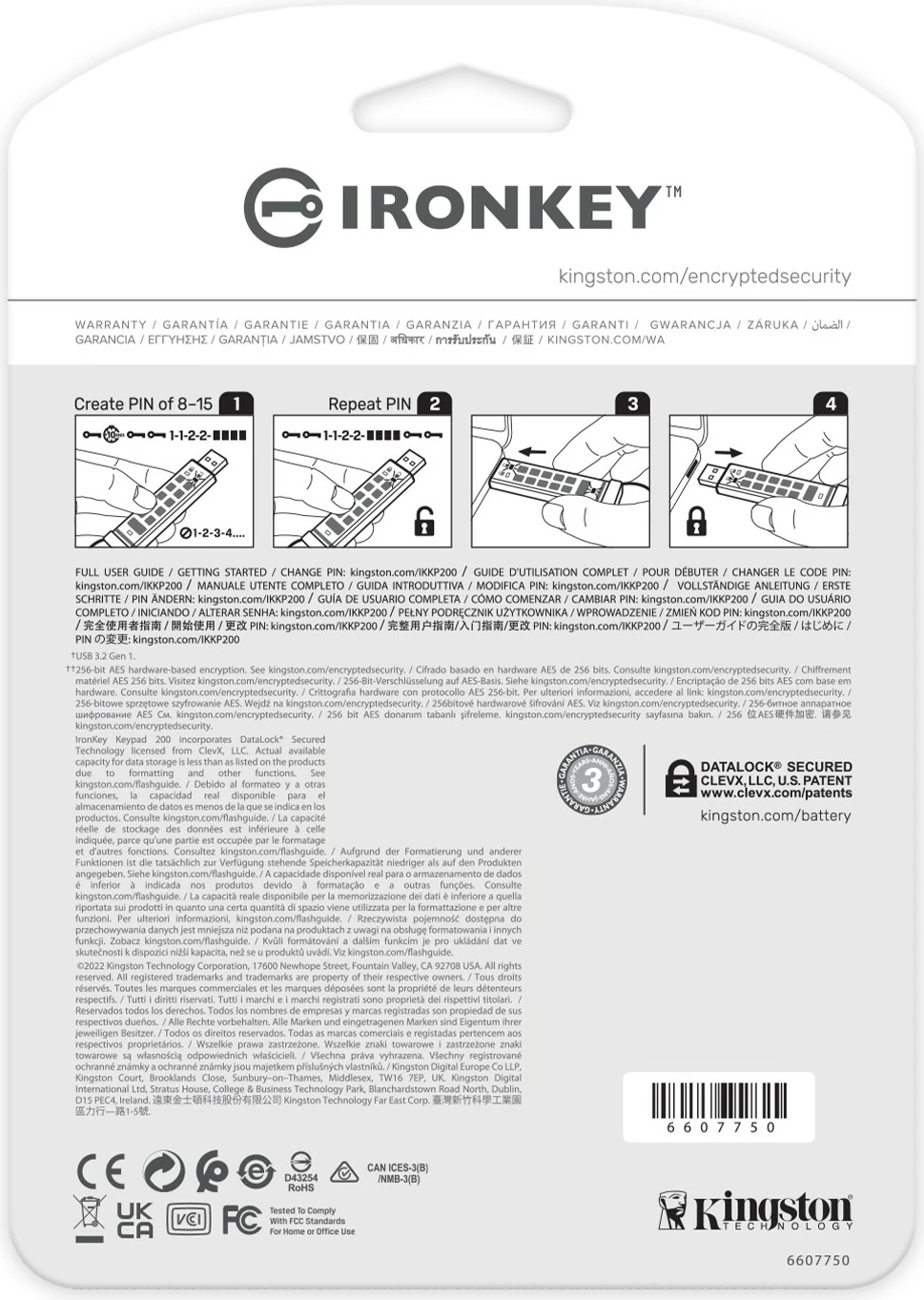 USB Kingston IronKey Keypad 200 32GB, USB 3.2, blu