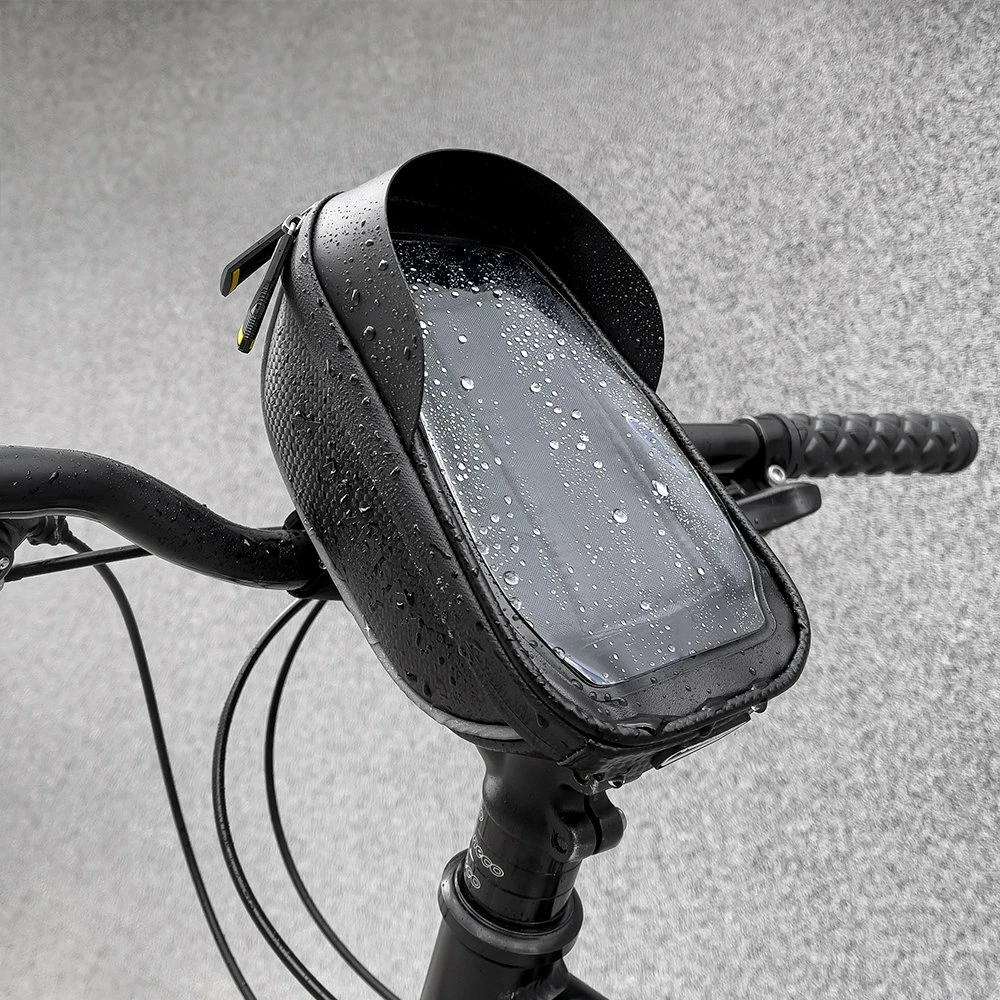 Çantë timoni për biçikletë Wozinsky WBB16BK me mbështjellës telefoni, 1L, e zezë