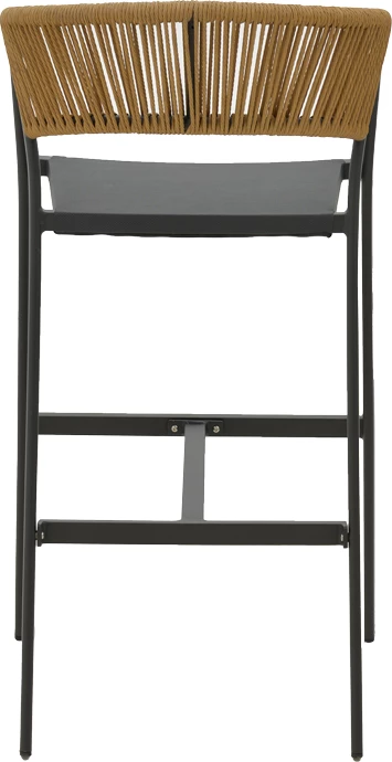 Karrige për bar alumini Phoenix e grumbullueshme, kornizë antraciti-tekstilene, ratan natyral 53x58x103cm