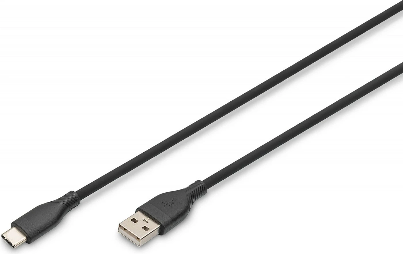 Kabllo silikoni Digitus AK-300340-005-S, USB-A në USB-C, 0.5m, 60W, E zezë