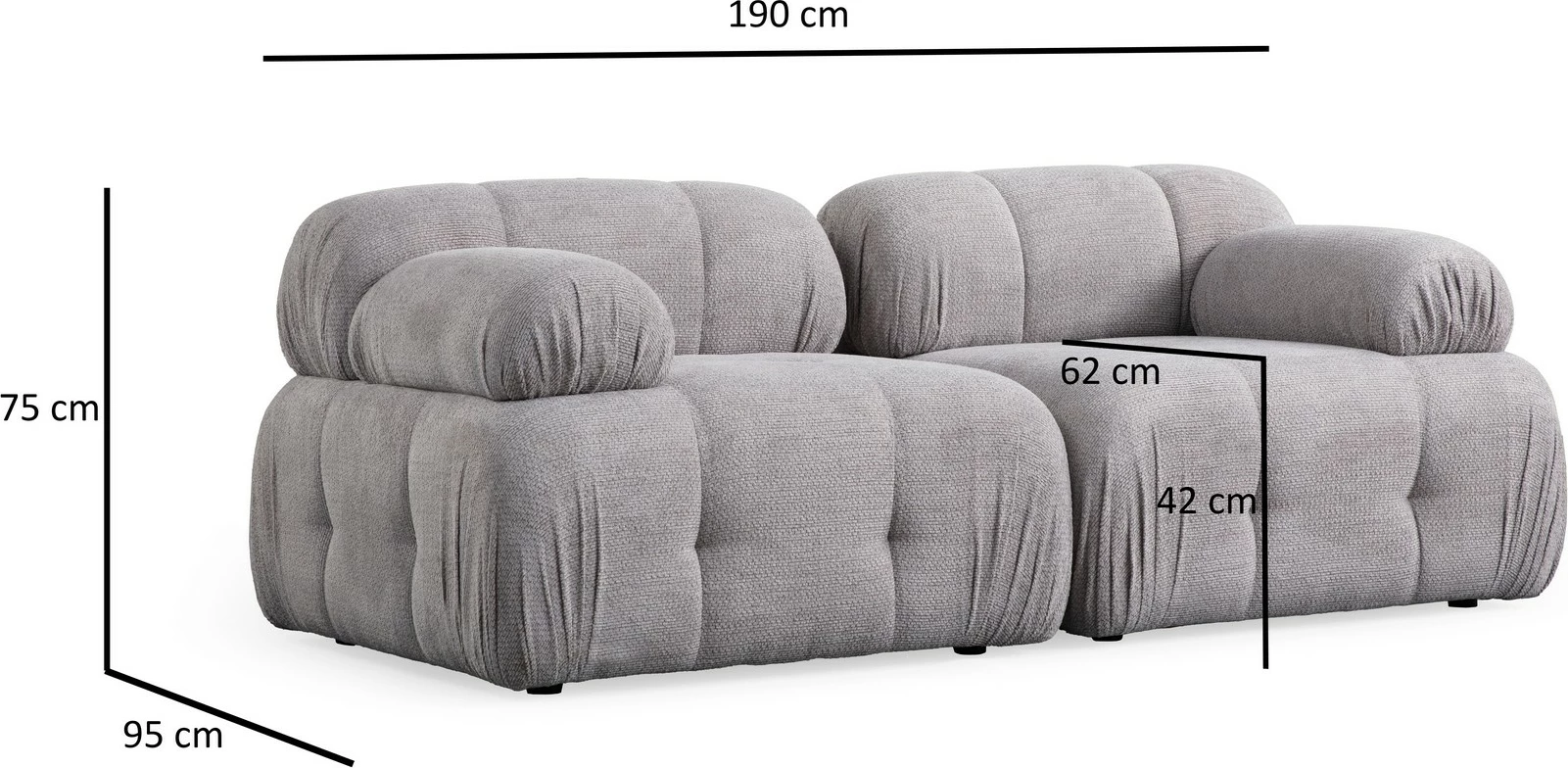 Divan dy ulëshe Atelier del Sofa Petite 2, ngjyrë gri e çelët