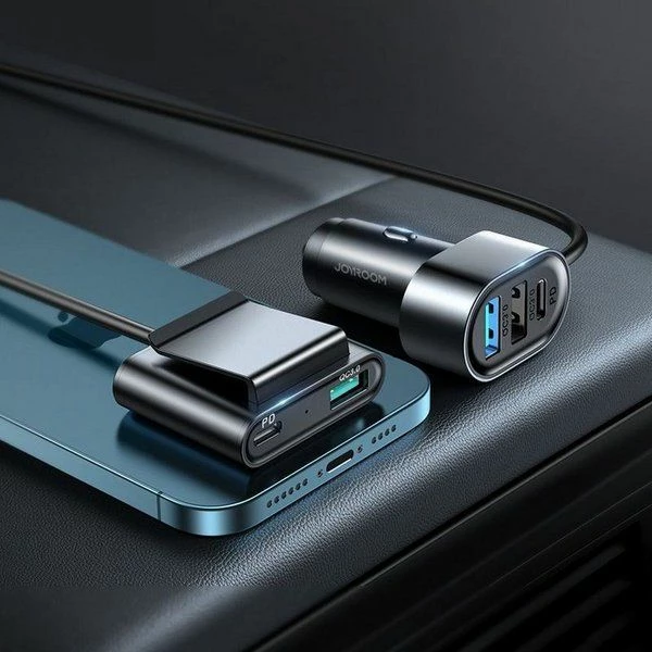 Karikues veture Joyroom JR-CL05 72W 5 porta (3x USB-A + 2x USB-C) 3A, kabllo 1.5m, e zezë