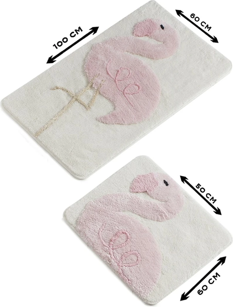 Set tapetë banjoje akrilik (2 copë), Mijölnir, Flamingo rozë