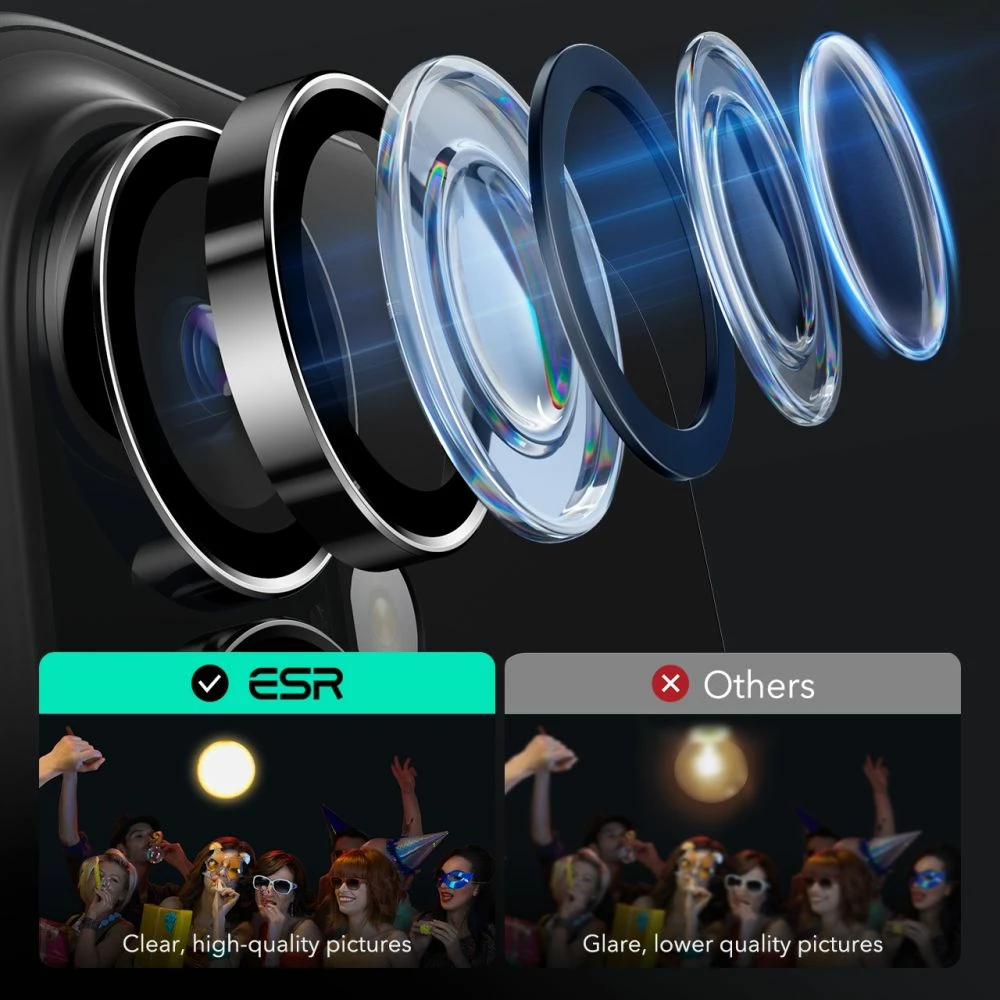 Mbështjellës xhami për kamerë ESR Armorite për iPhone 16 / 16 Plus, Zi