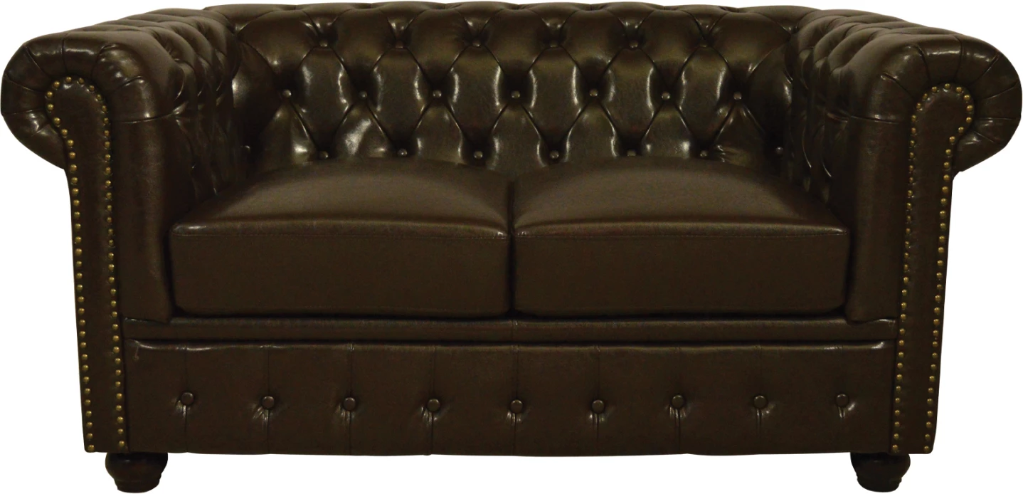 Divan 2 vendesh Chesterfield FH3010.01 lëkurë e errët kafe 155x90x73 cm