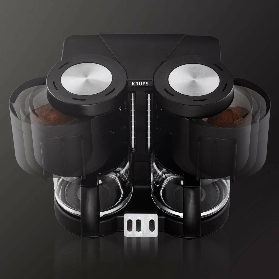 Aparat kafeje Krups 8508 Duothek Plus, 10 filxhanë, manual, i zi