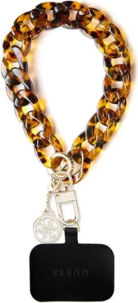 Mbështjellës dore Guess Big Hand Strap Acrylic 4G Charm, universal, ari/bronzi