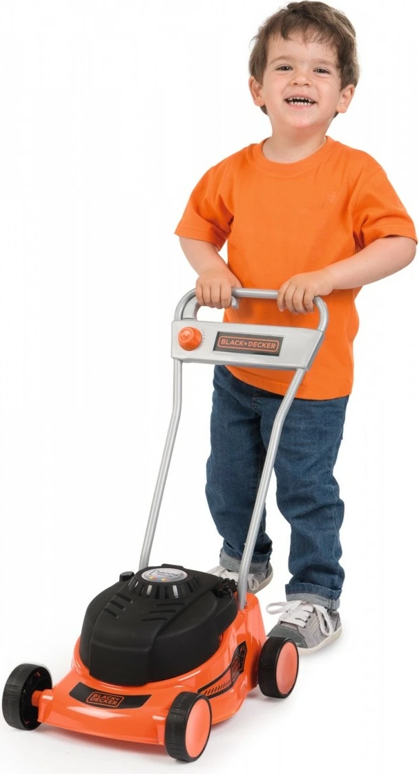 Lodër kositëse bari Smoby Black & Decker, për fëmijë, 35x26x56 cm, portokalli/zezë