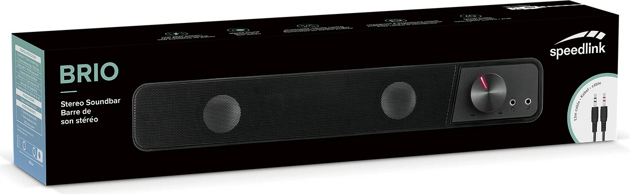 Soundbar Speedlink BRIO, 6 W, 2x5.08 cm, e zezë