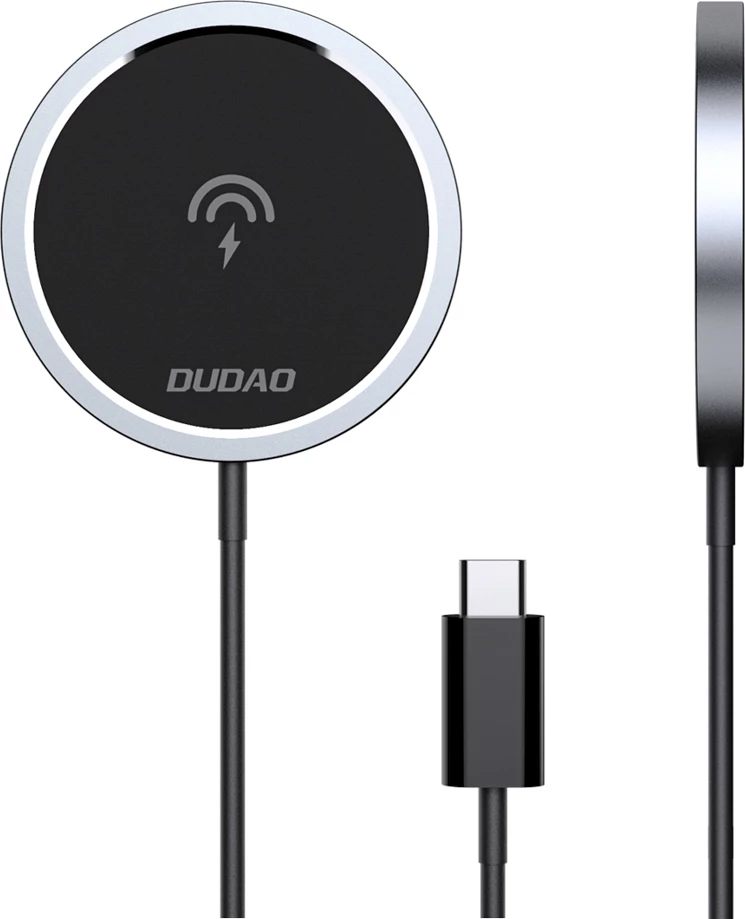 Karikues pa kabllo magnetik Dudao A12XS 15W, MagSafe kompatibil, me kabllo USB-C, zi