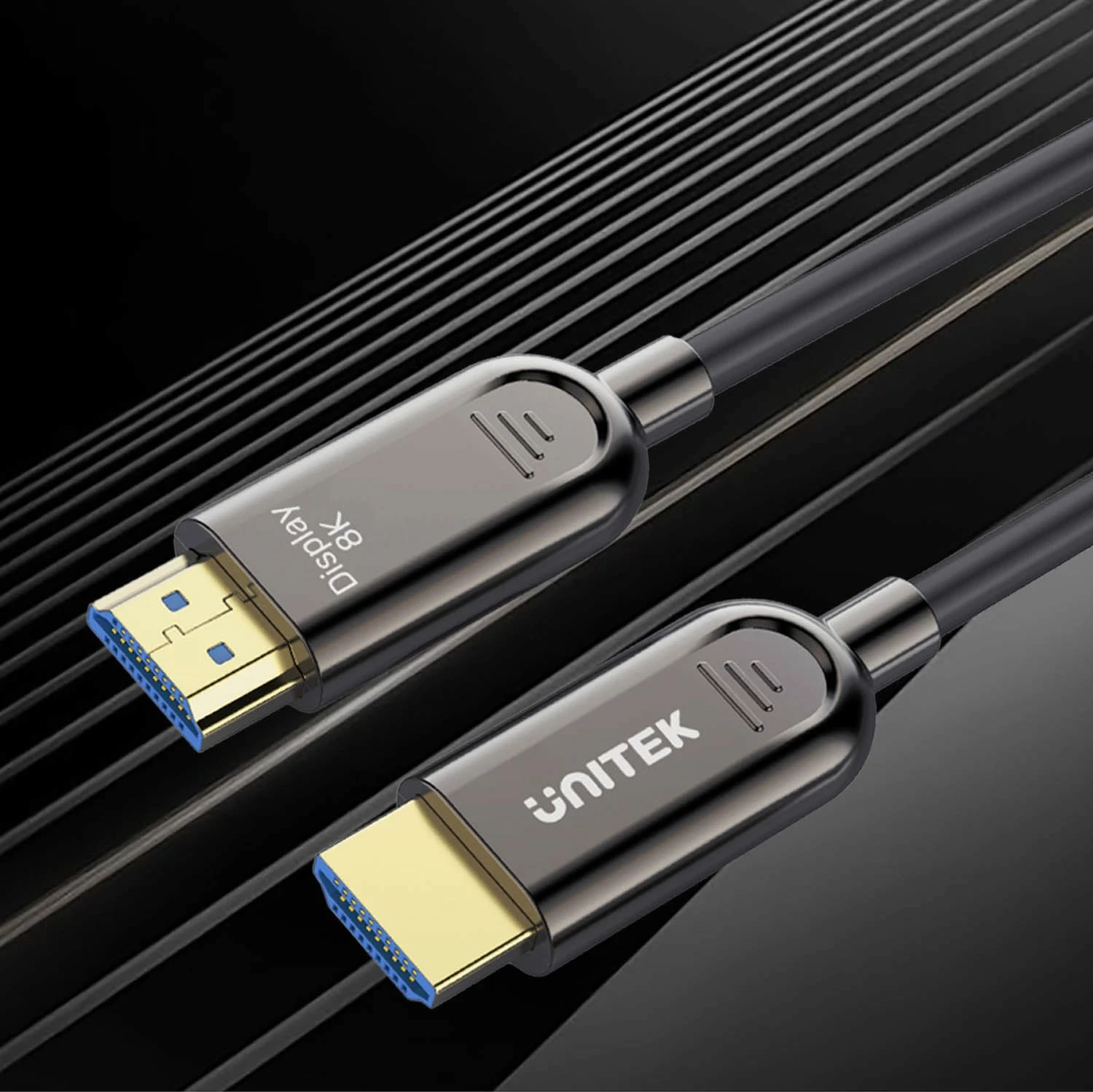 Kabëll optik HDMI Unitek 2.1 AOC 8K 120Hz 40m, ngjyrë zezë-argjendtë
