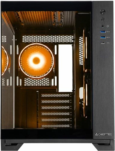 Kasë CHIEFTEC VISIO GM-30B-TG-OP ATX USB 3.2 Gen2 Type-C tempered glass me A-RGB fanë, e zezë
