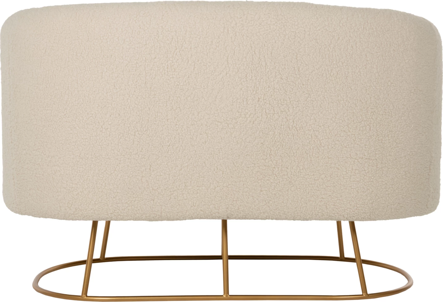 Divan dy vendësh ARIEN FH8492.20 pëlhurë boucle ngjyrë krem dhe bazë metalike e artë 130x75x85Hcm