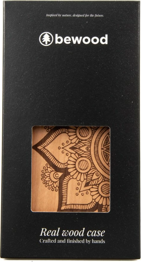 Mbështjellës druri Bewood Mandala për iPhone 14 Plus, Kafe e çelët