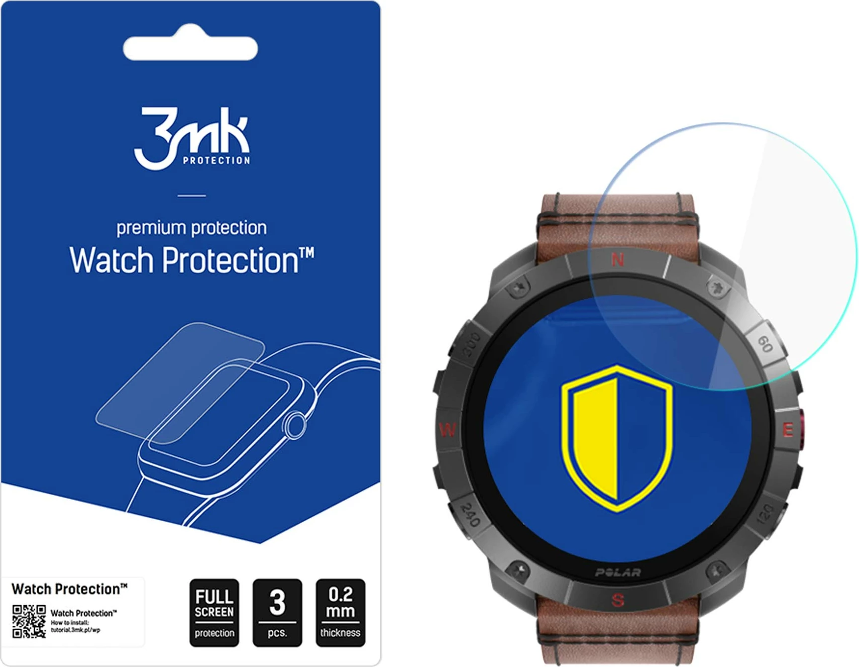 Xham mbrojtës për smartwatch 3mk Protection FlexibleGlass për Polar Grit X2 Pro, set prej 3 copë