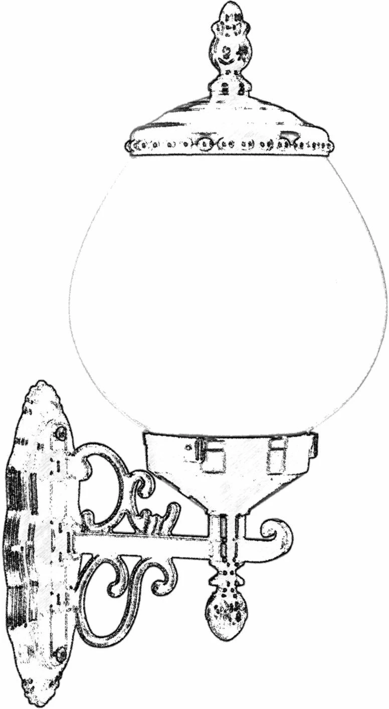 Llambë muri për jashtë Opviq, BAP-68194-BSY-OP, e zezë dhe e bardhë