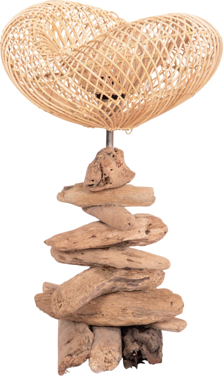 Llambë dekorative tavoline IVAR FH4431 dru i sjellë nga deti & rattan 32x30x53Hcm