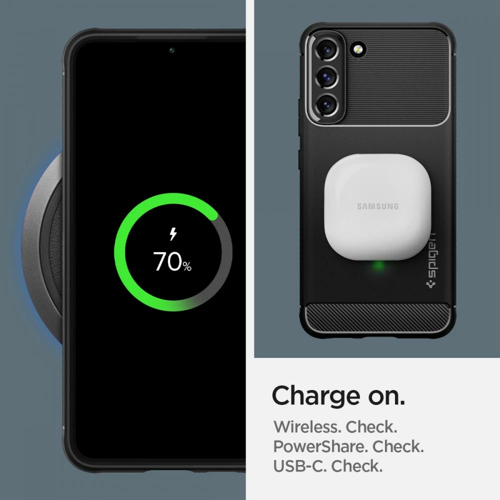 Mbështjellës Spigen Rugged Armor për Samsung Galaxy S22, i zi