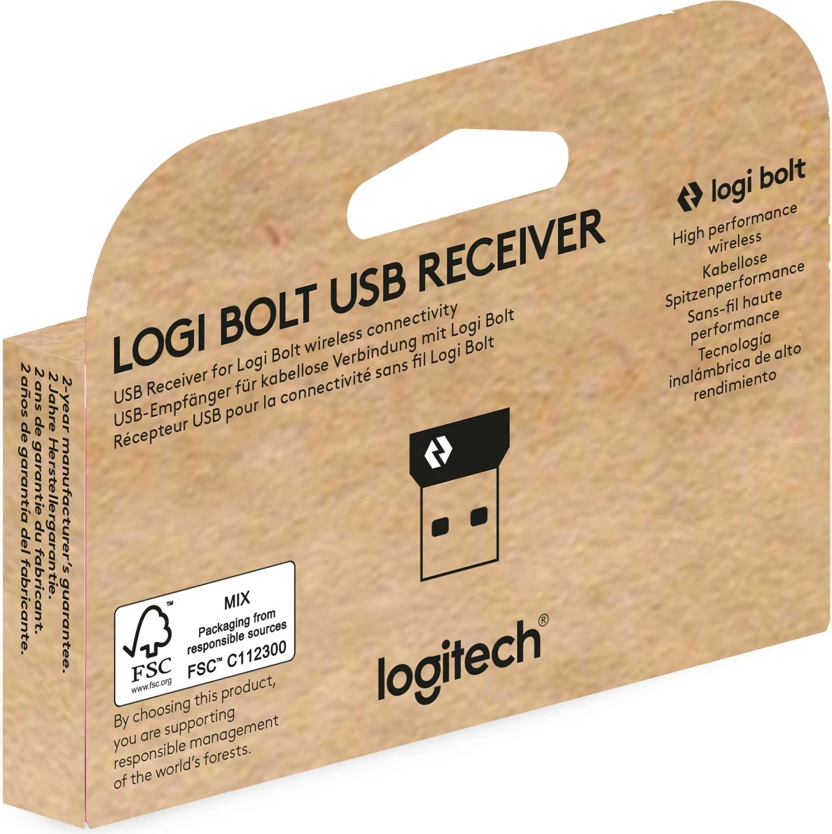 USB receiver Logitech Logi Bolt, i zi, i gjelbër
