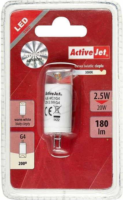 Llambë LED Activejet AJE-MC1G4 G4 2.5W 12V 180lm, e bardhë e ngrohtë, 1 copë