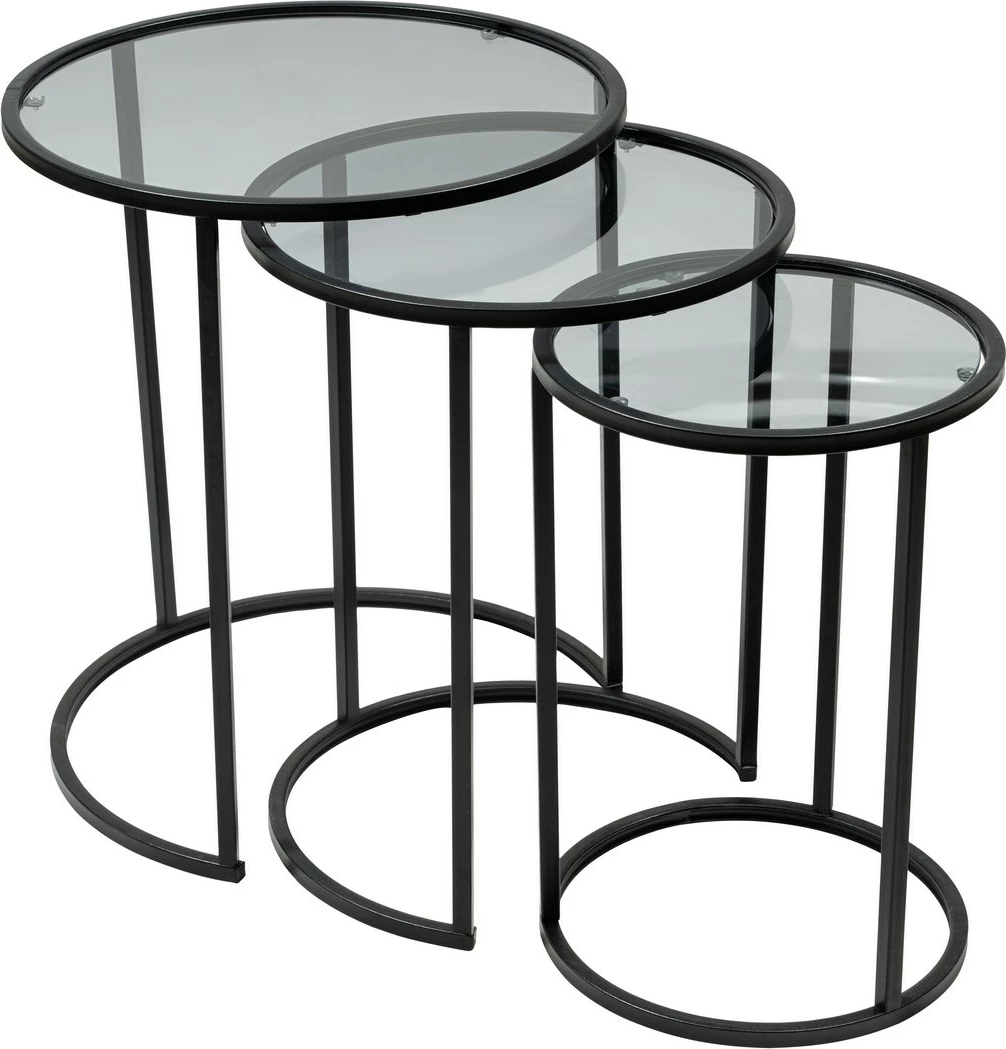 Set tavolinash ndihmëse, 3 copë, ngjyrë e zezë, Alya