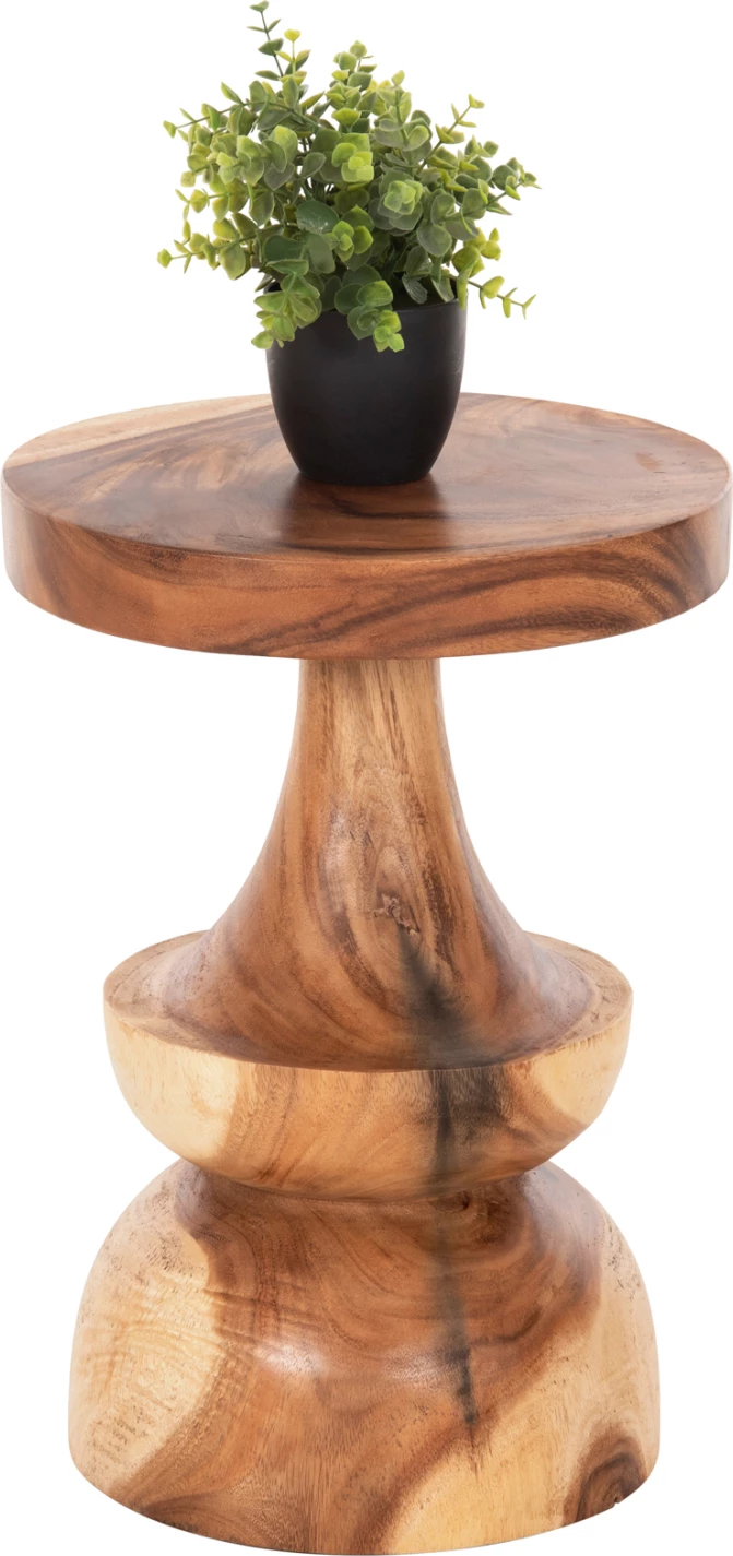 Tavolinë anësore BERMAN FH9902 dru SUAR solid natyral Φ35x51Hcm