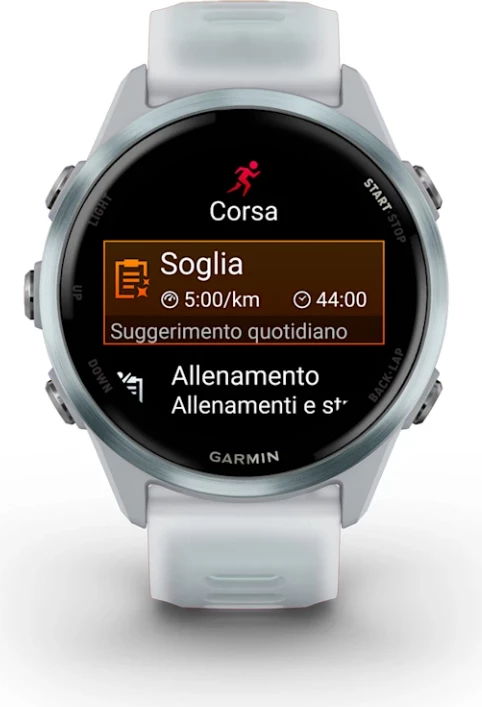 Smartwatch Garmin Forerunner® 570 Cloud Blue Aluminum, Translucent Whitestone/Cloud Blue Strap, 42 mm
