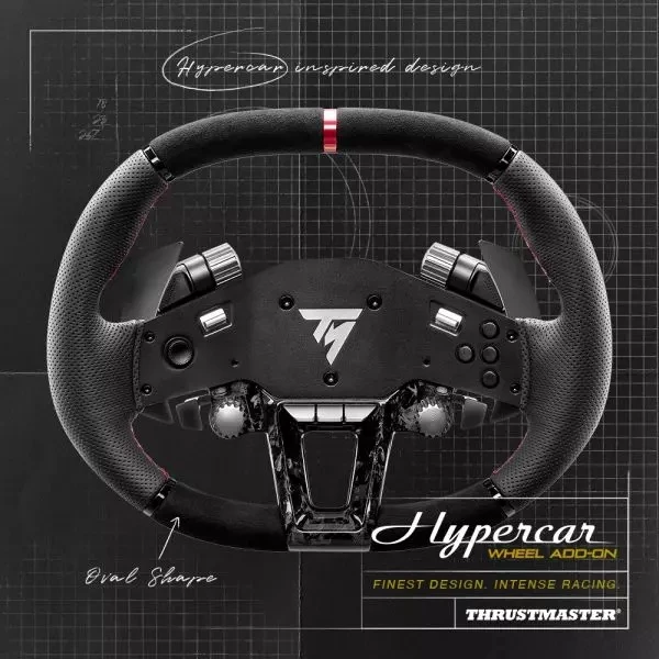 Timon për simulator garash Thrustmaster Hypercar Wheel Add-On, 25 butona, kompatibil me baza T818/T598, i zi