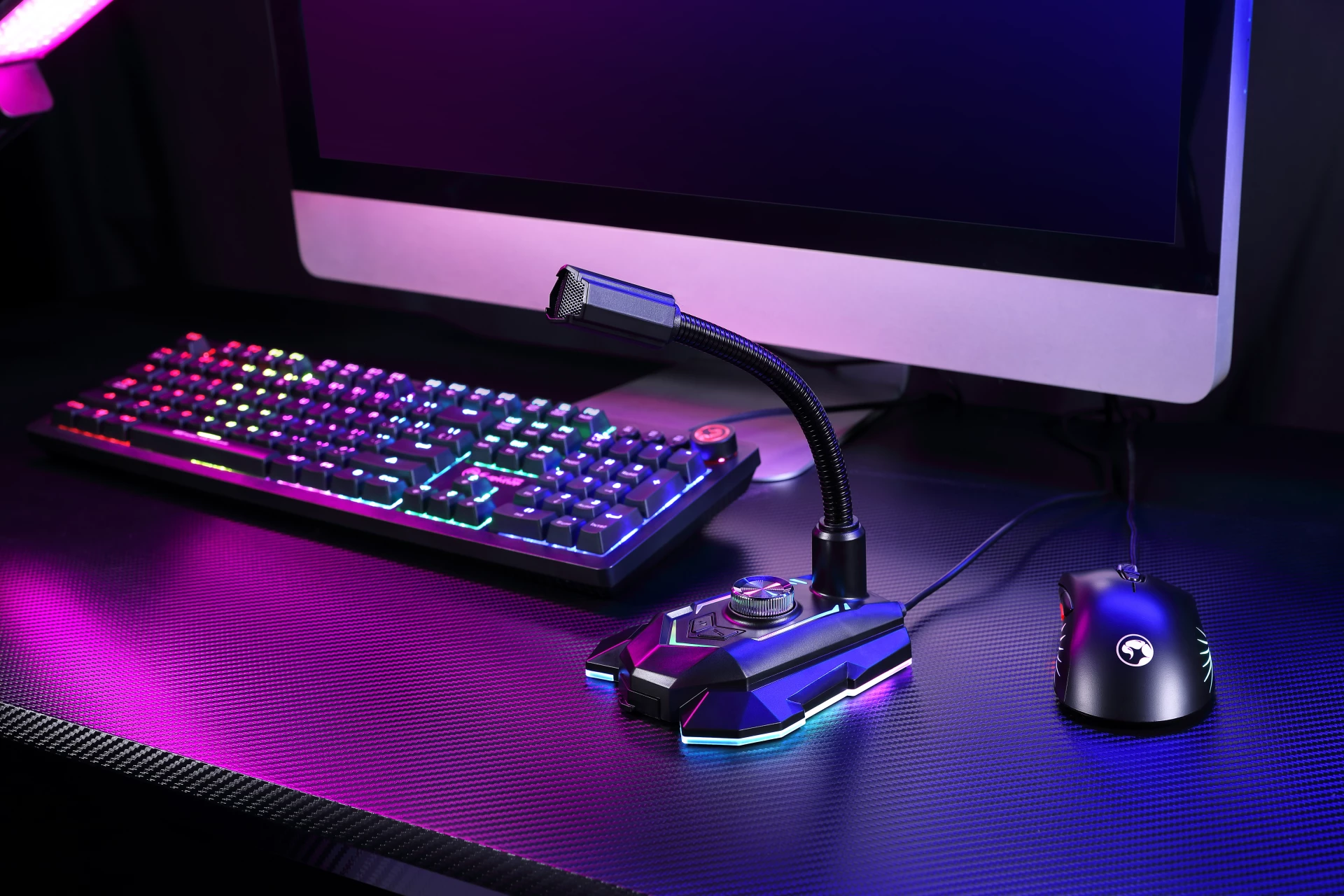 Mikrofon Marvo MIC-05 USB RGB omnidireksional, i zi