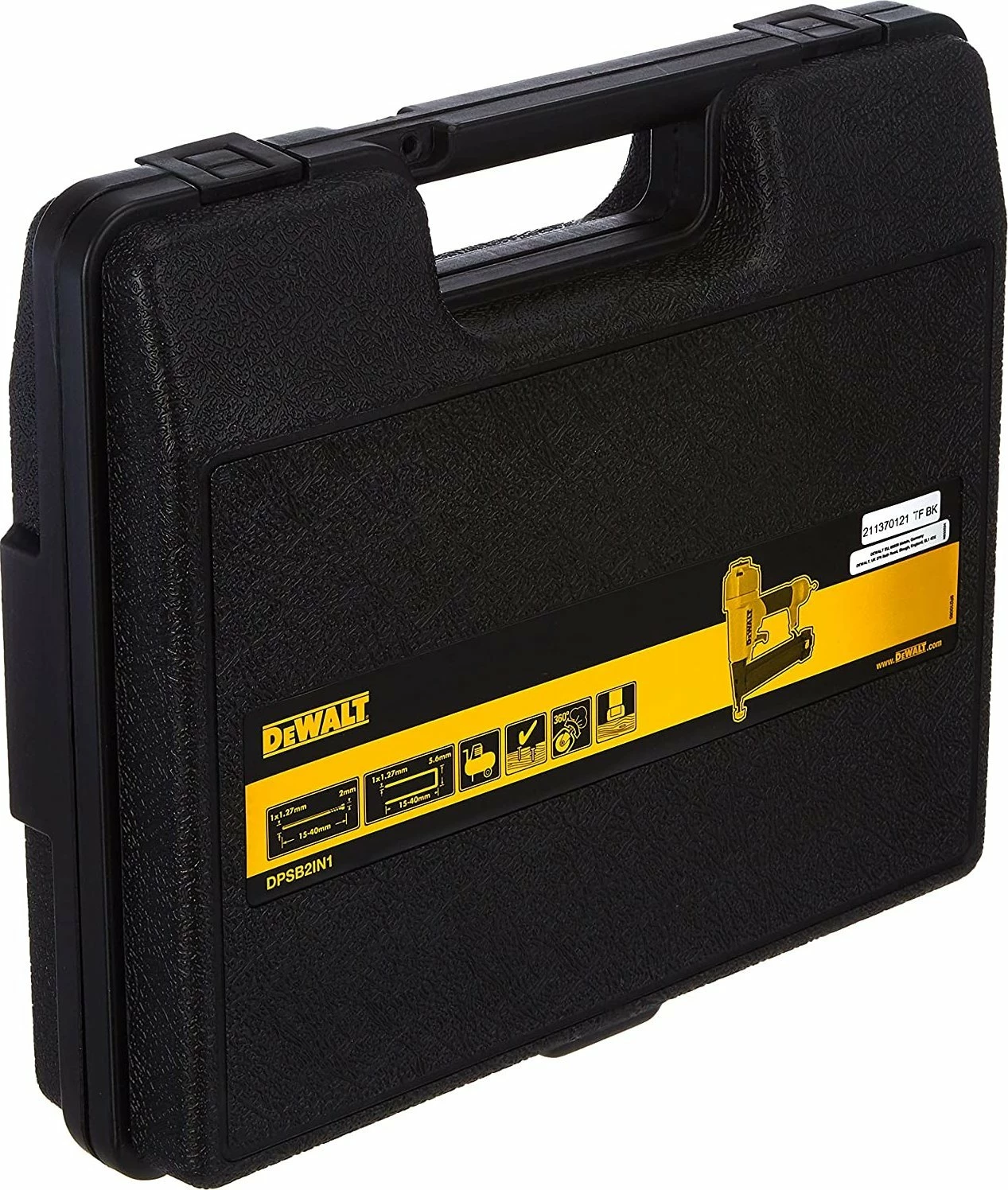 Pistoletë pneumatike kapëse/gozhduese DeWalt DPSB2IN1-XJ, 2-në-1, 15-45 mm, e verdhë/zezë