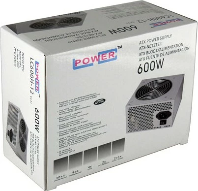 Furnizues energjie LC-Power LC600H-12 V2.31, 600 W, Aktiv, 24 A, 20 A, 20 A, 24 A, i zi