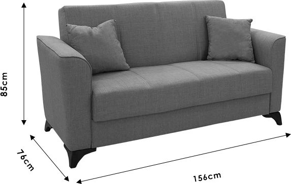 Divan dy vendesh që bëhet shtrat, Asma, ngjyrë gri, 156x76x85cm