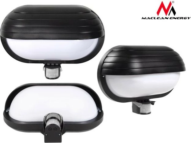 Llambë muri Maclean MCE33 me sensor lëvizjeje, 60W, E27, e zezë