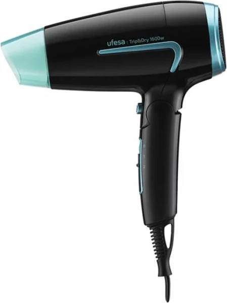 Tharëse flokësh e palosshme UFESA Trip&Dry 60305640, 1600W, voltazh universal, e zezë/mentë, me difuzor dhe grykë përqendruese