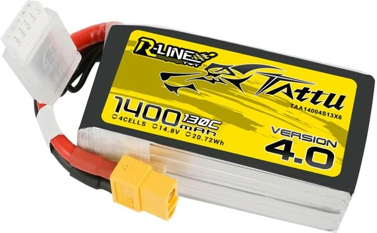Bateri LiPo Tattu R-Line 4.0, 1400mAh, 14.8V, 130C, XT60
