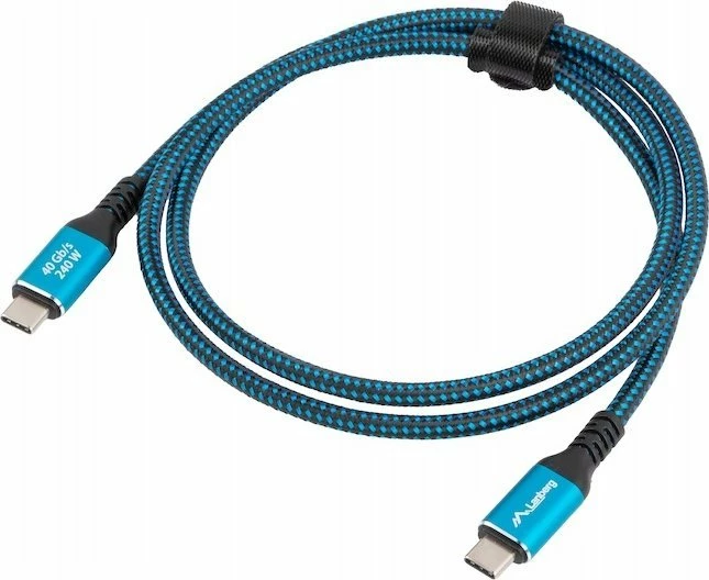 Kabllo USB-C Lanberg CA-CMCM-45CU-0020-BK, USB4 2 m, 240W, 8K@60Hz, 40Gb/s, zi-kaltër