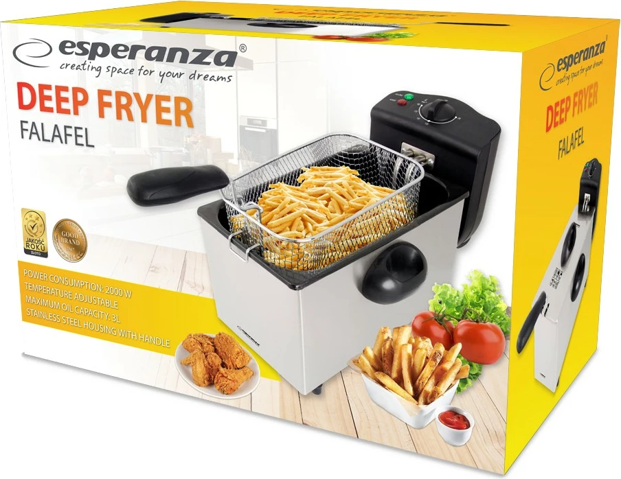Fritezë Esperanza EKG010, 3L, çelik inox, gri