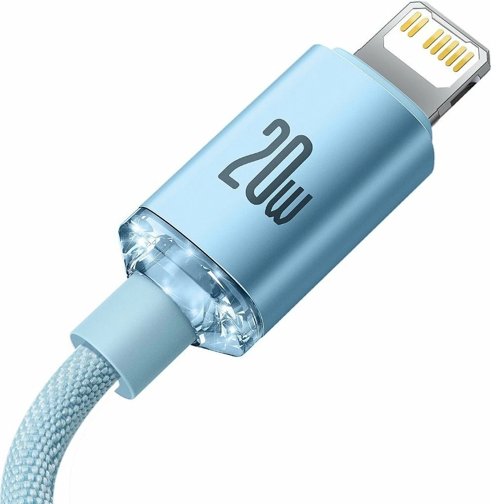 Kabllo Baseus Crystal Shine BSU3637/CAJY001303 USB-C në Lightning 1.2 m PD 20W, e kaltër e çelët