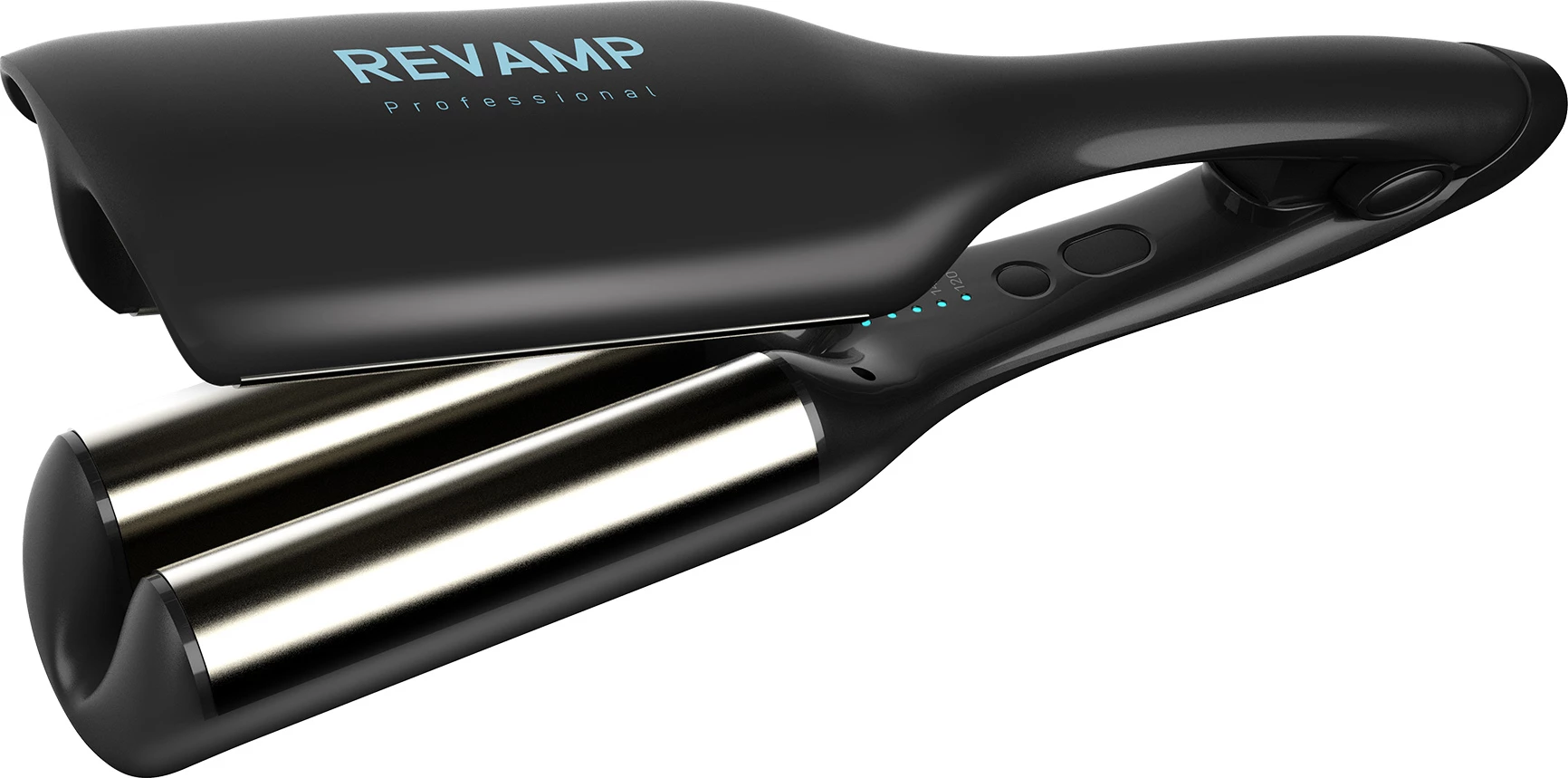 Piaster valëzues 2-në-1 Revamp Progloss WV-3000 Beach & Volume, 120-210°C, i zi, me tapet rezistent nxehtësie