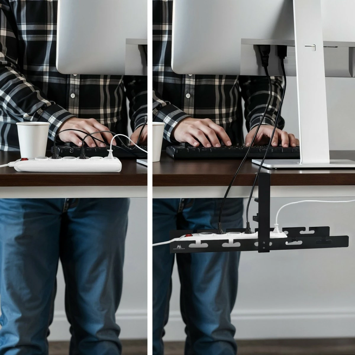 Organizues kabllosh Maclean MC-105 B, nën tavolinë, i zi