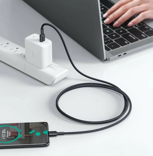 Kabllo USB-C në USB-C AUKEY CB-CD45, 0.9m, 60W, E zezë