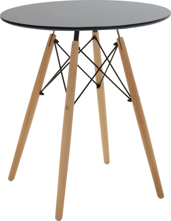 Set tavoline me karrige Julita, MDF i zi, dru ahu natyral, 3 copë, Φ60x73cm