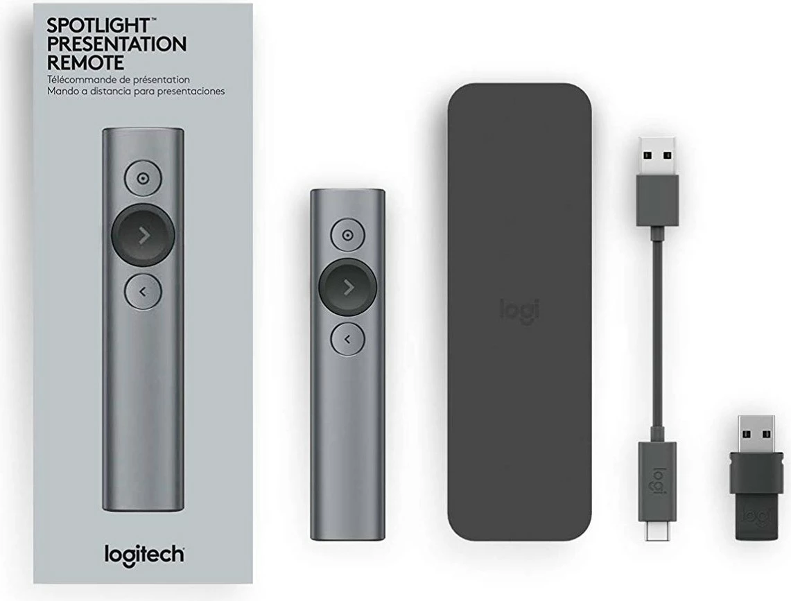 Prezantues Logitech Spotlight, Bluetooth/RF, USB, 30 m, ngjyrë ari