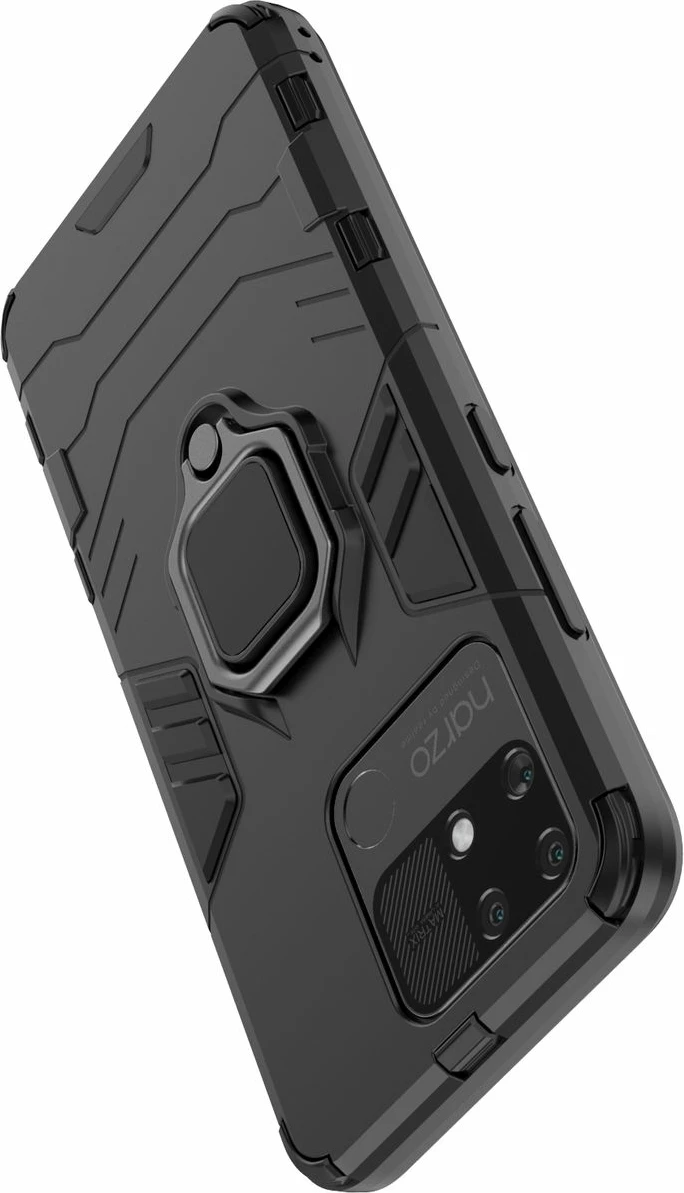 Mbështjellës Hurtel Ring Armor për Realme Narzo 50A, me dorezë magnetike, i zi