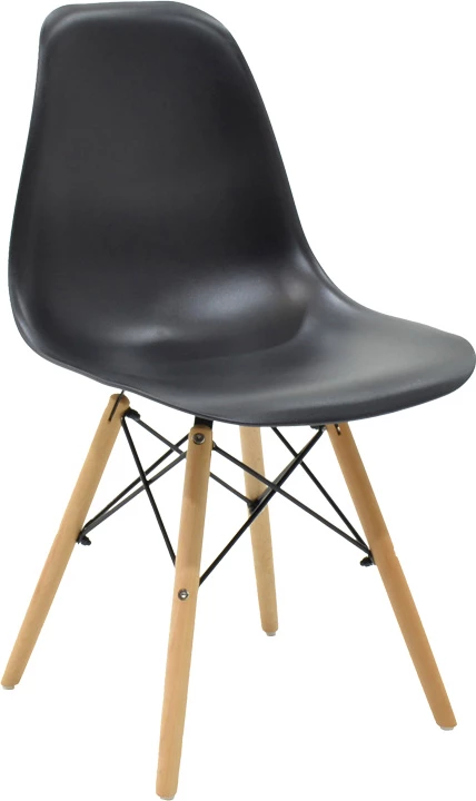 Set tavoline me karrige Julita, MDF i zi, dru ahu natyral, 3 copë, Φ60x73cm