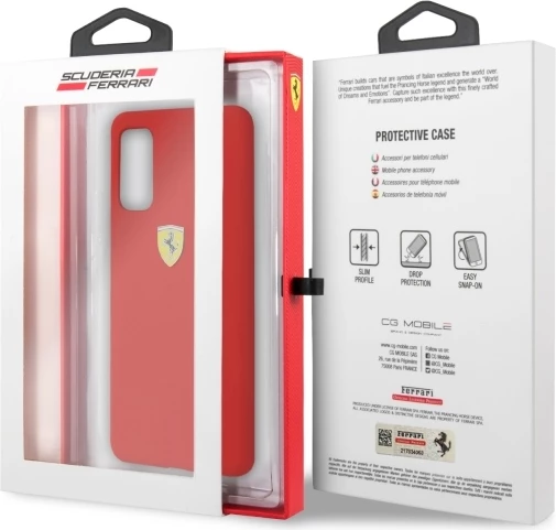 Mbështjellës Ferrari për Samsung Galaxy S20, silikon, Kuq